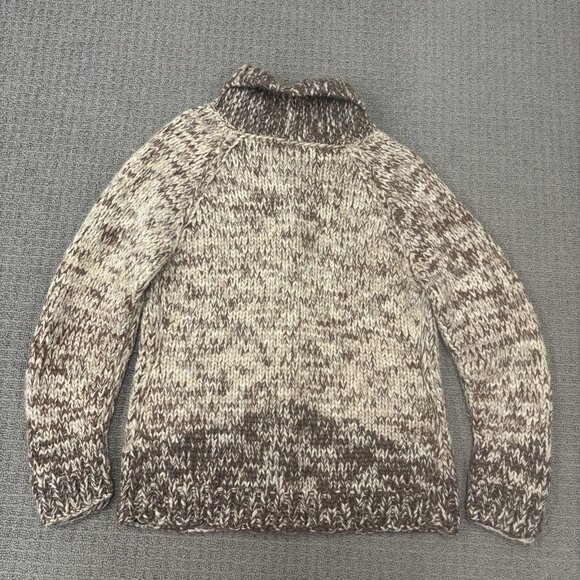 Vintage Handmade Sweater Medium Chunky Knit Button Up Collar Pocket Jumper Heavy - Picture 2 of 11